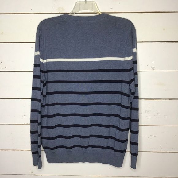 New Nautica Cardigan Sweater Striped Light Blue - Picture 2 of 5